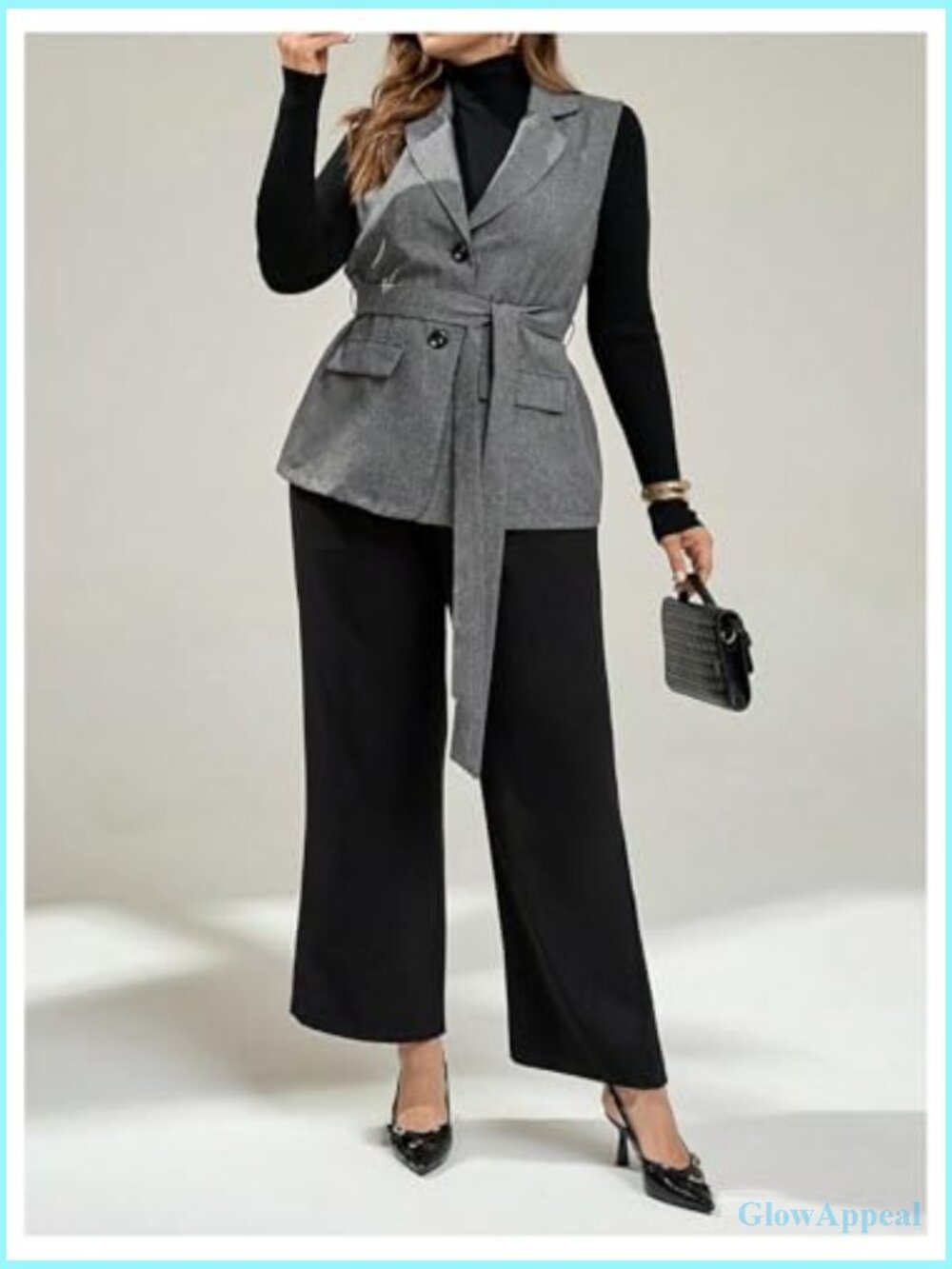 Plus Size Sleeveless Blazer Vest Business Casual Work Jacket - Picture 5 of 5